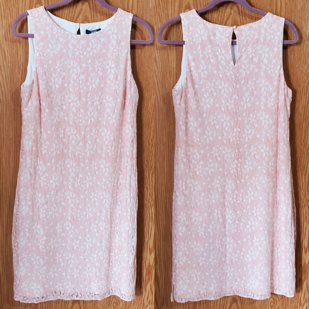 Chaps pink and white lace A-line dress size 12